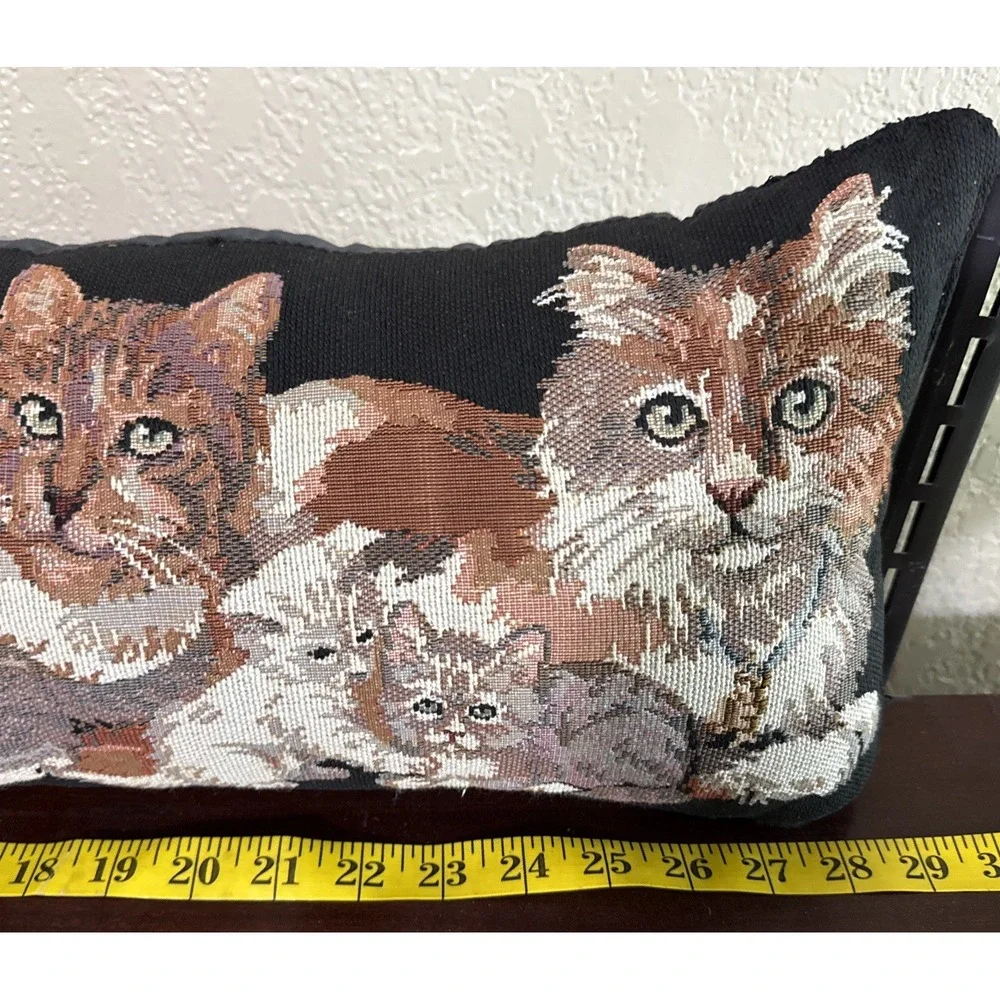 Tapestry Kitty Cats Long Door Draft Dodger Pillow Weighted Black Background